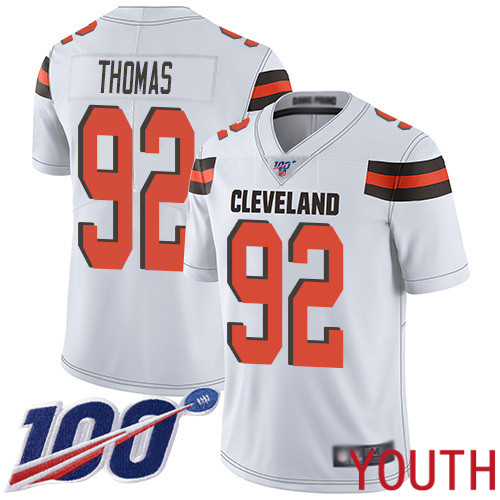 Cleveland Browns Chad Thomas Youth White Limited Jersey #92 NFL Football Road 100th Season Vapor Untouchable->youth nfl jersey->Youth Jersey